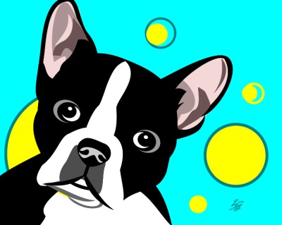 cute Boston Terrier art prints