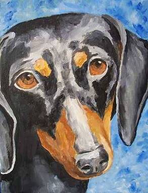 Acrylic Dachshund Dog Portrait